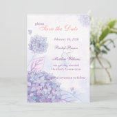 Elegante Hydrangea Blooms Floral Save the Date Kaart (Staand voorkant)