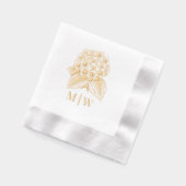 Elegante Hydrangea Boeket Bruidspaar Beginletters Folie Servetten (Links)