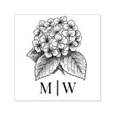 Elegante Hydrangea Boeket Bruidspaar Beginletters Zelfinktende Stempel (Design)