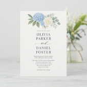 Elegante Hydrangea Botanische Eucalyptus Bruiloft Kaart (Staand voorkant)