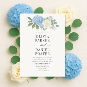 Elegante Hydrangea Botanische Eucalyptus Bruiloft Kaart