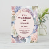 Elegante Hydrangea bruiloft Kaart (Staand voorkant)