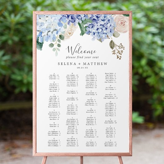 Elegante Hydrangea bruiloft Zitkaart Poster