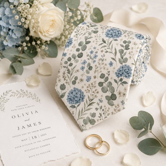 Elegante Hydrangea & Eucalyptus Bruiloft Stropdas
