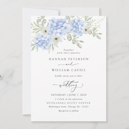 Elegante Hydrangea Floral bruiloft uitnodiging (Voorkant)