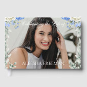 Elegante Hydrangea Foto Funeral Teken Ingangsboek Gastenboek (Voorkant)