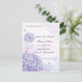 Elegante Hydrangea Huwelijk Opslag de Datum Postka Aankondigingskaart (Staand voorkant)