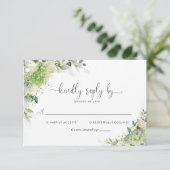 Elegante Hydrangea Huwelijks RSVP Kaart (Staand voorkant)