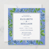 Elegante Hydrangea Huwelijksuitnodiging Met QR-cod Kaart (Voorkant)