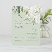 Elegante Hydrangea Licht Saliegroene Bruiloft Kaart (Staand voorkant)