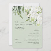 Elegante Hydrangea Licht Saliegroene Bruiloft Kaart (Voorkant)