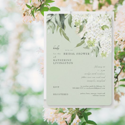 Elegante Hydrangea Licht Saliegroene Bruiloft Kaart
