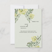 Elegante Hydrangea Mint bruiloft Dank u Monogram Bedankkaart (Voorkant)