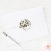 Elegante Hydrangea Roos Bloemige Trouw Ronde Sticker (Envelop)