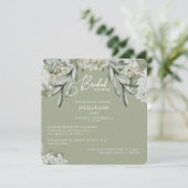 Elegante Hydrangea Sage Bruidsdouche Kaart (Staand voorkant)