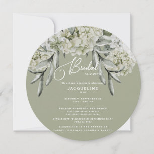 Elegante Hydrangea Sage Ronde Bruiloftsuitnodiging Kaart