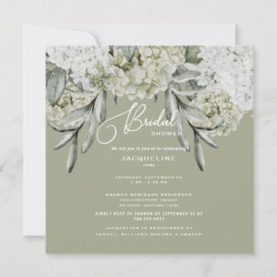 Elegante Hydrangea Sage Vierkante Bruiloftsborrel Kaart