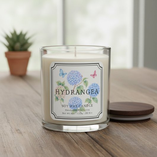 Elegante Hydrangea Soy Wax Candle Business Label