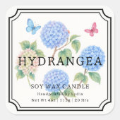 Elegante Hydrangea Soy Wax Candle Business Label (Voorkant)