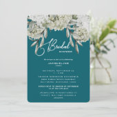 Elegante Hydrangea Turquoise Afgeronde Bruidsdouch Kaart (Staand voorkant)