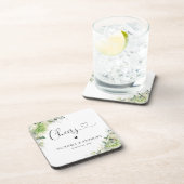 Elegante Hydrangea Vierkante Trouwcoaster Bier Onderzetter (Rechterzijde)