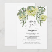 Elegante Hydrangea Witte Bruiloftsuitnodiging Kaart (Voorkant / Achterkant)