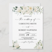 Elegante Hydrangea Witte Rose Bloemen Bruiloft Kaart (Voorkant)