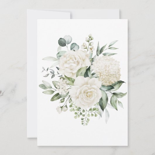 Elegante Hydrangea Witte Rose Bloemen Bruiloft Kaart (Achterkant)