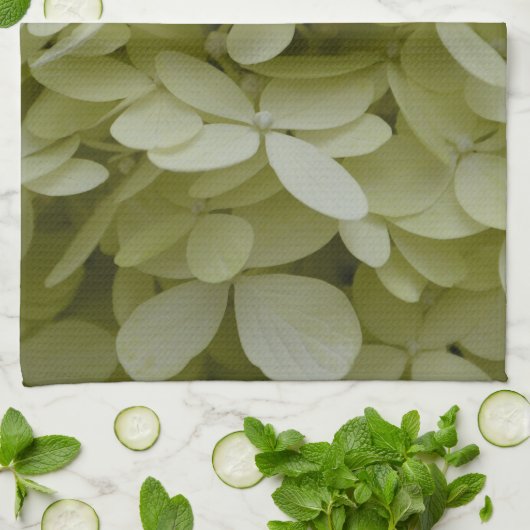 Elegante Hydrangeas Celadon Groene Bloemen Theedoek (Gevouwen)