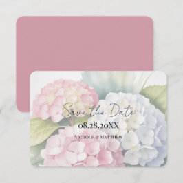 Elegante Hydrangea's in waterverf Save The Date