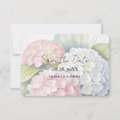 Elegante Hydrangea's in waterverf Save The Date (Voorkant)