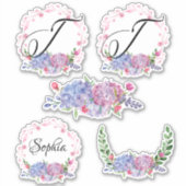 Elegante Hydrangeas | Kransen | Monogram | Letter Sticker (Voorkant)