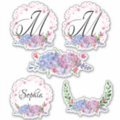 Elegante Hydrangeas | Kransen | Monogram | Letter Sticker (Voorkant)
