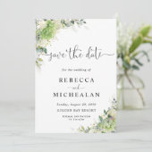 Elegante Hydrangea's Trouwkaart Save The Date Kaart (Staand voorkant)
