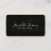 Elegante hypotheekmakelaar Black Faux Gold Border Visitekaartje (Voorkant)