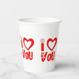 Elegante I Love You Worpillow | Minimalistische Ro Papieren Bekers