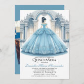 Elegante Ice Blue Quinceañera uitnodiging (Voorkant / Achterkant)