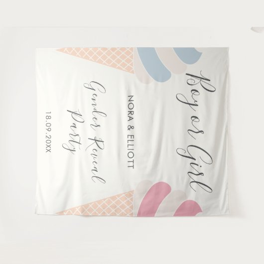Elegante Ice Cream Pastel Gender Reveal Wandkleed (Voorkant (horizontaal))