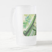 Elegante Ierse Harp Frosted Stein - Keltische muzi Matglas Bierpul (Voorkant links)