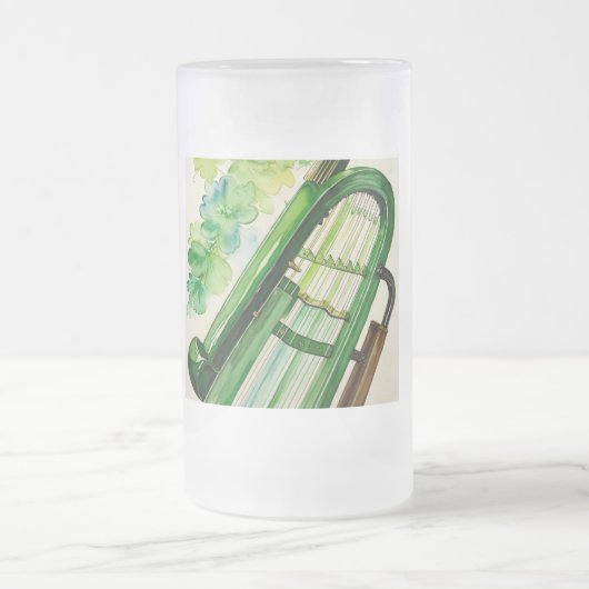 Elegante Ierse Harp Frosted Stein - Keltische muzi Matglas Bierpul (Center)