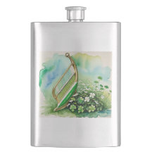 Elegante Ierse Harp & Shamrock Heupfles - Celtic H