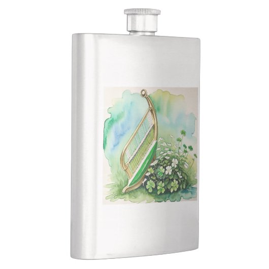 Elegante Ierse Harp & Shamrock Heupfles - Celtic H (Rechts)