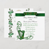 Elegante Ierse huwelijksuitnodiging Harp Kaart (Voorkant / Achterkant)
