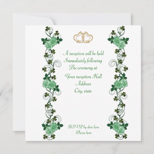 Elegante Ierse huwelijksuitnodiging Harp Kaart (Achterkant)