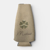 Elegante Ierse klaver Patrick's Day leer Flesjeskoeler (Voorkant)