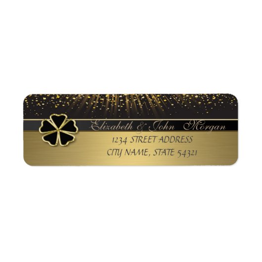 Elegante Ierse Schamrock ,Goud Adreslabel Etiket (Voorkant)