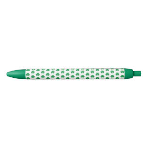 Elegante Ierse Shamrock Klaver Patroon Groen Wit Zwarte Inkt Pen
