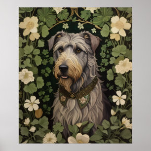 Elegante Ierse wolfshond met shamrocks Poster