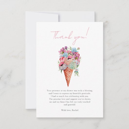 Elegante Ijs Bloem Bruiloft Borrel Bedankkaart (Voorkant)