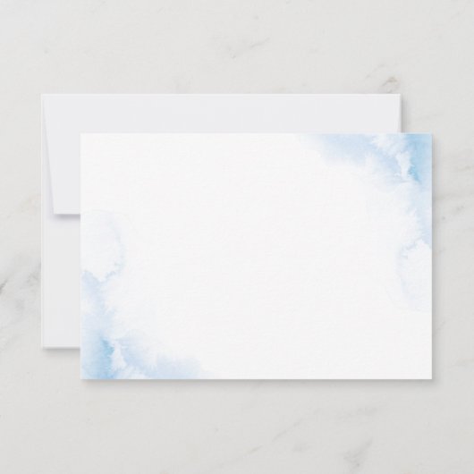 Elegante Ijsblauwe Ivoren Roos Bloemen Bruiloft RSVP Kaartje (Achterkant)